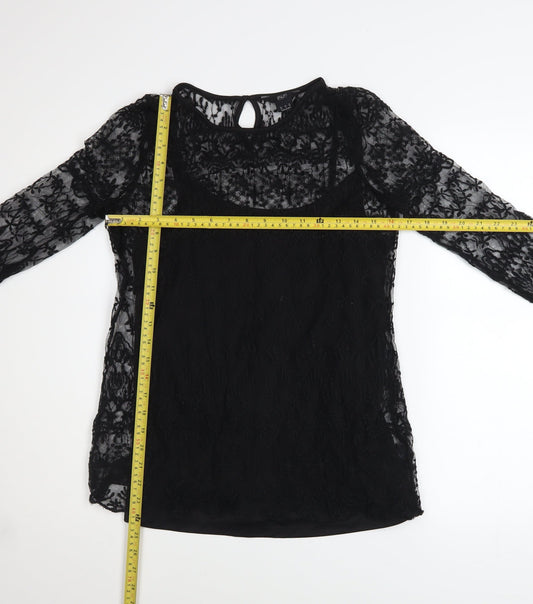Womens UK Size 10 F&F Black Camisole Blouse