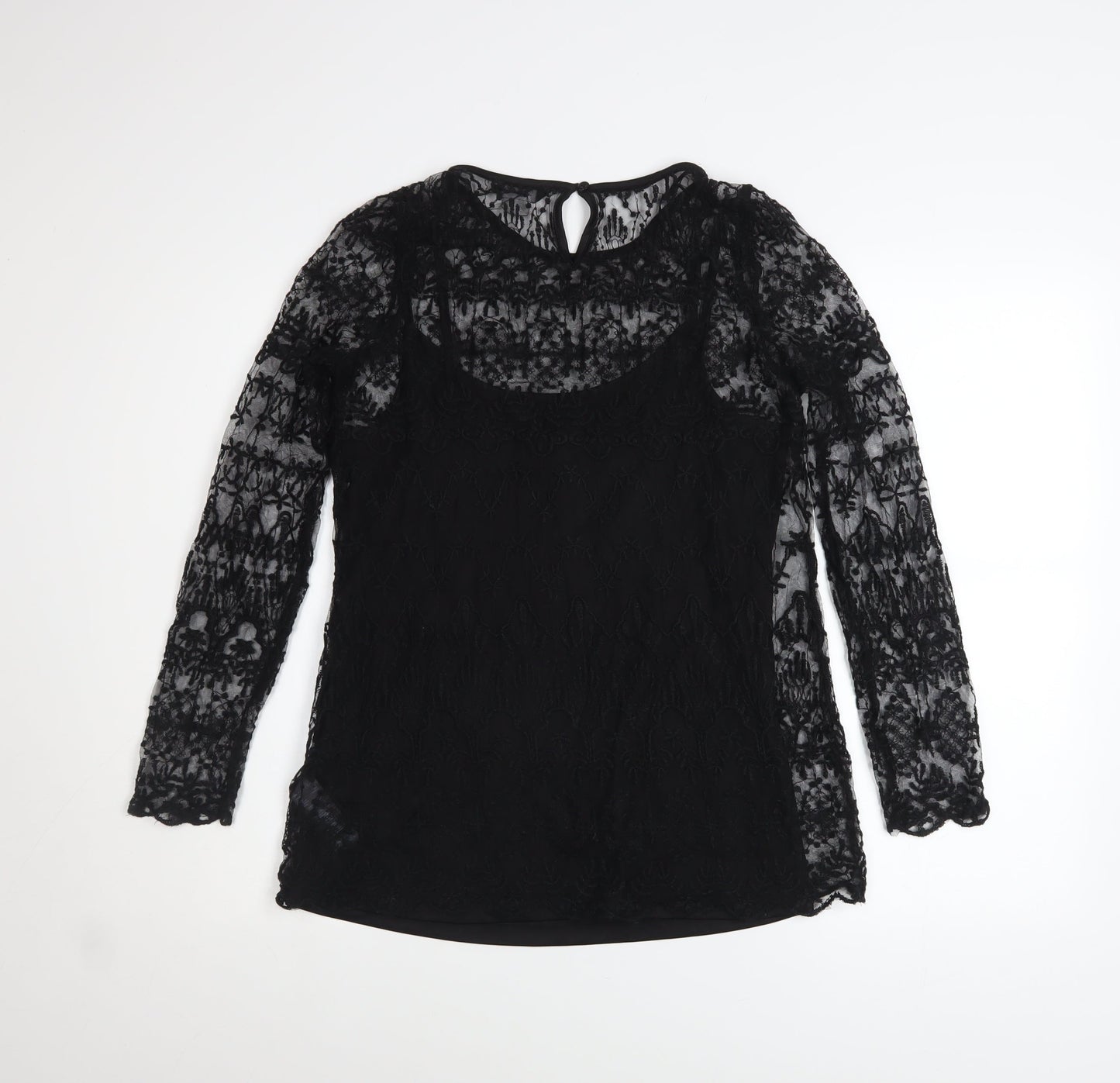 Womens UK Size 10 F&F Black Camisole Blouse