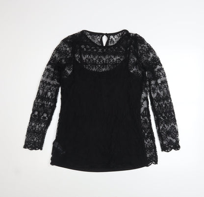 Womens UK Size 10 F&F Black Camisole Blouse