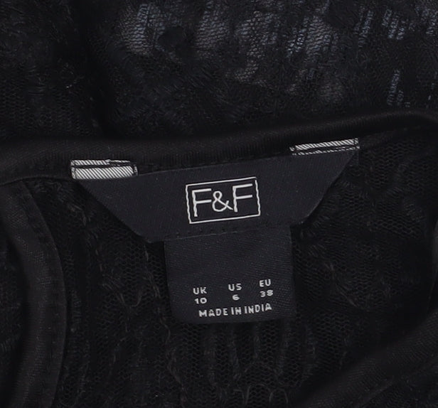 Womens UK Size 10 F&F Black Camisole Blouse