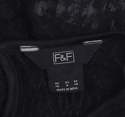 Womens UK Size 10 F&F Black Camisole Blouse