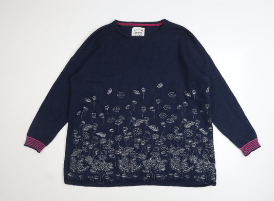 Womens UK Size L Mantaray Blue Pullover Jumper