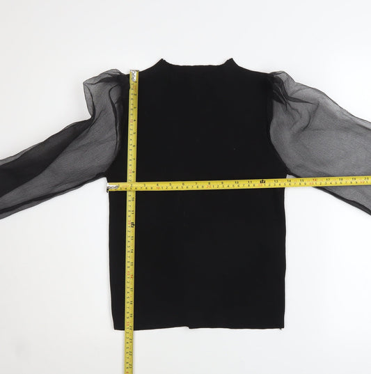 Womens UK Size S Flawless Rose Black Tunic Blouse