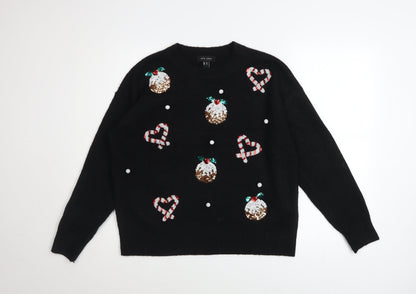 Womens UK Size M New Look Black Pullover Jumper