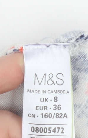 Womens UK Size 8 Marks and Spencer Multicoloured Basic Blouse