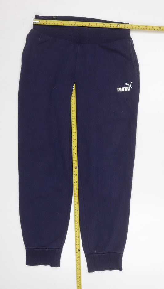 Mens UK Size S PUMA Regular Fit Jogger Blue Trousers
