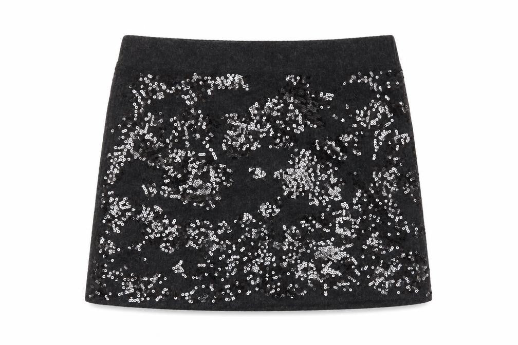River Island Women's Grey Sequin Mini Skirt Size L Party Wear