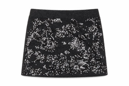 River Island Women's Grey Sequin Mini Skirt Size L Party Wear