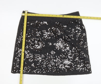 River Island Women's Grey Sequin Mini Skirt Size L Party Wear