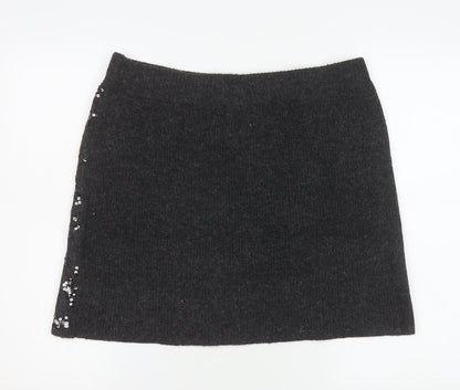 River Island Women's Grey Sequin Mini Skirt Size L Party Wear