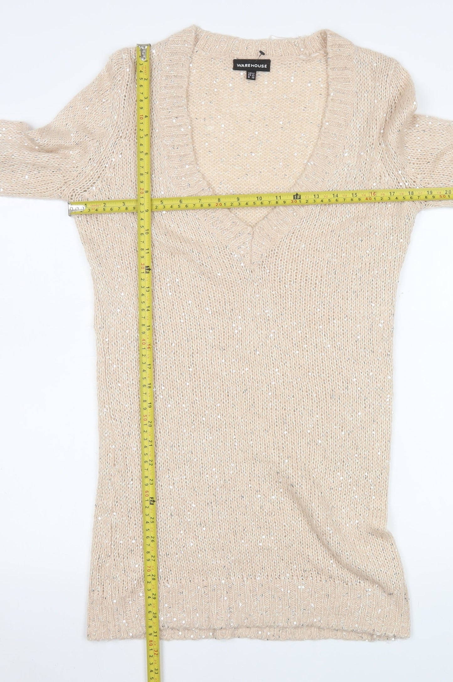 Womens UK Size 12 Warehouse Beige Pullover Jumper