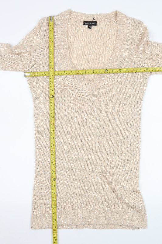 Womens UK Size 12 Warehouse Beige Pullover Jumper