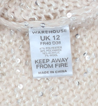 Womens UK Size 12 Warehouse Beige Pullover Jumper