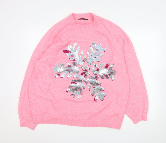 Womens UK Size L Marks and Spencer Pink Pullover Jumper