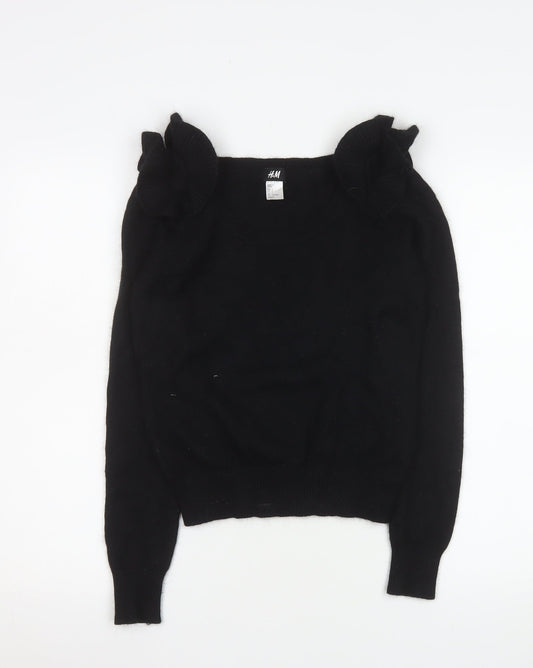 Womens UK Size S H&M Black Cropped Blouse