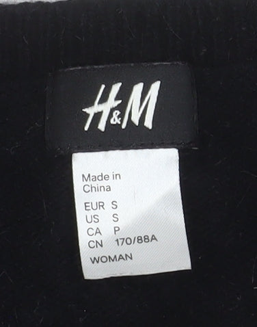 Womens UK Size S H&M Black Cropped Blouse
