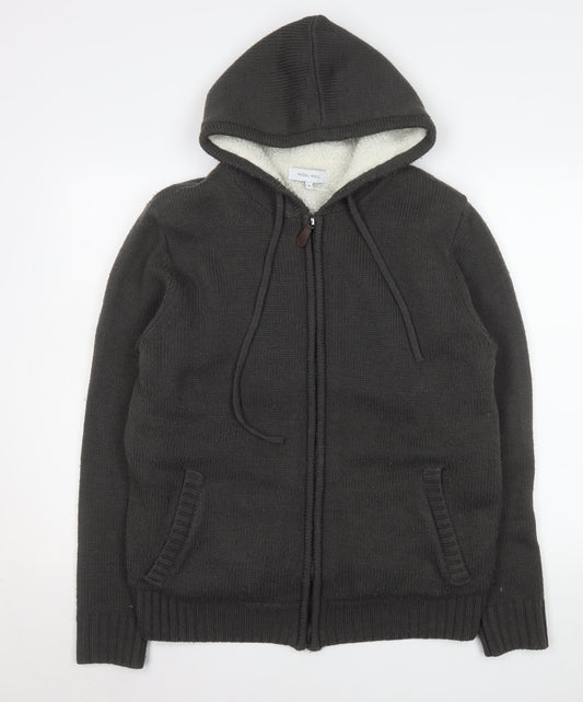 Nigel Hall Men's Black Hooded Knit Jacket Size M Winter Lined Zip