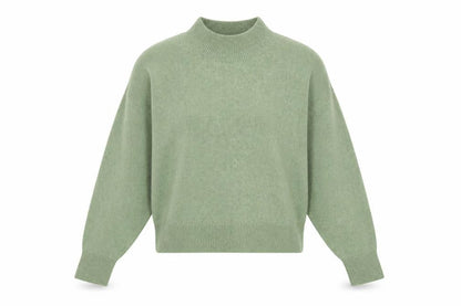 Front view of In The Style Women Green Mock Neck Knit jumper, size M