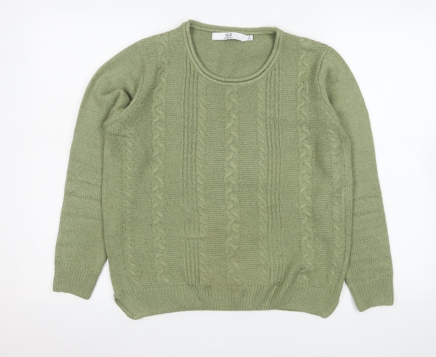 Womens UK Size S Isle Essentials Green Pullover Jumper