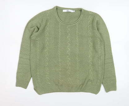 Womens UK Size S Isle Essentials Green Pullover Jumper
