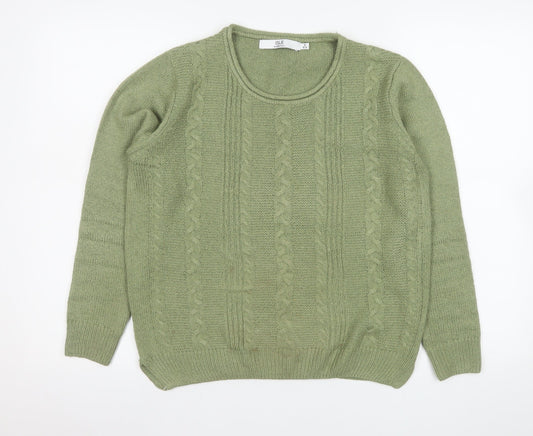 Womens UK Size S Isle Essentials Green Pullover Jumper