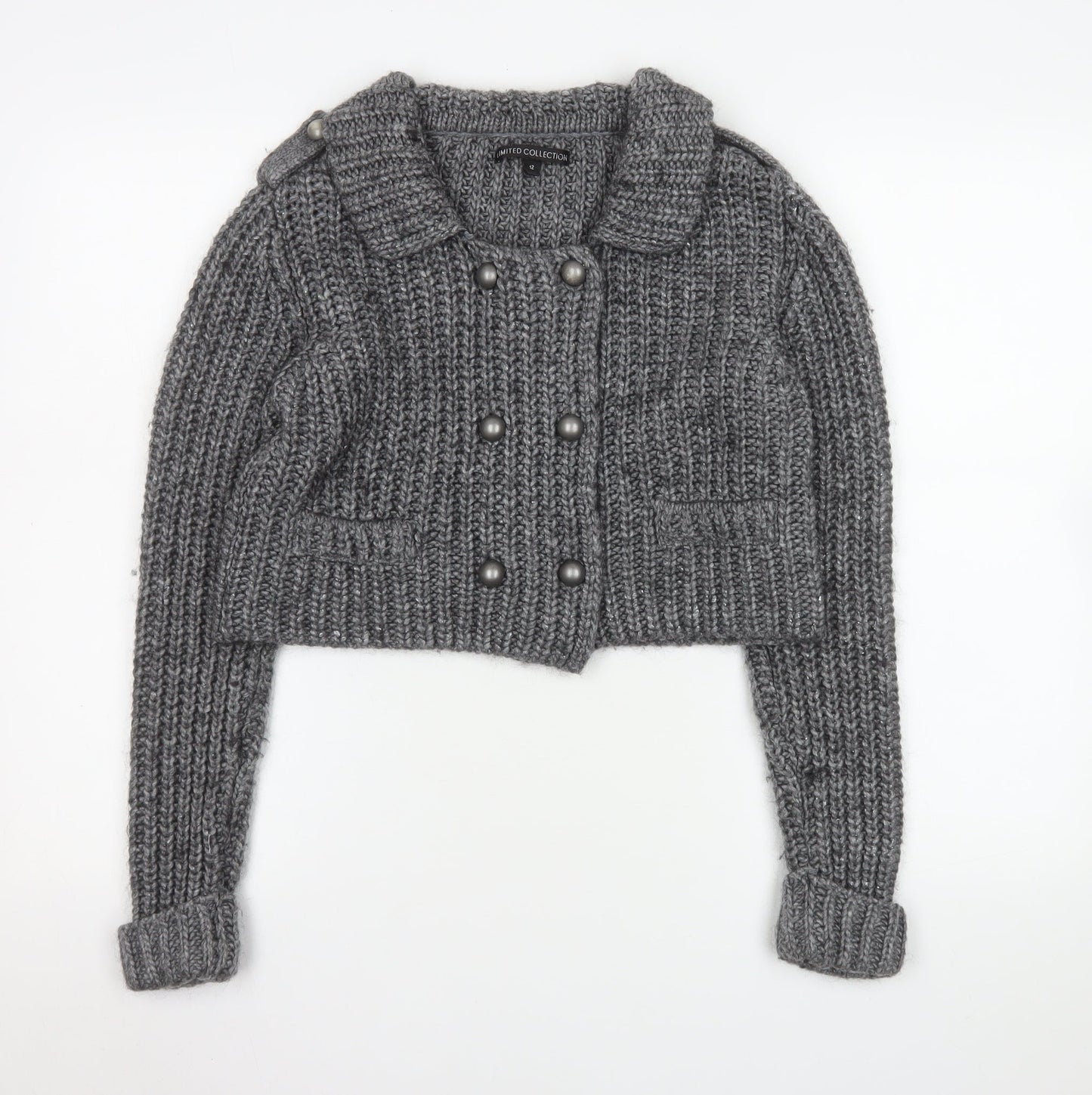 Womens UK Size 12 Marks and Spencer Grey Cardigan Jumper