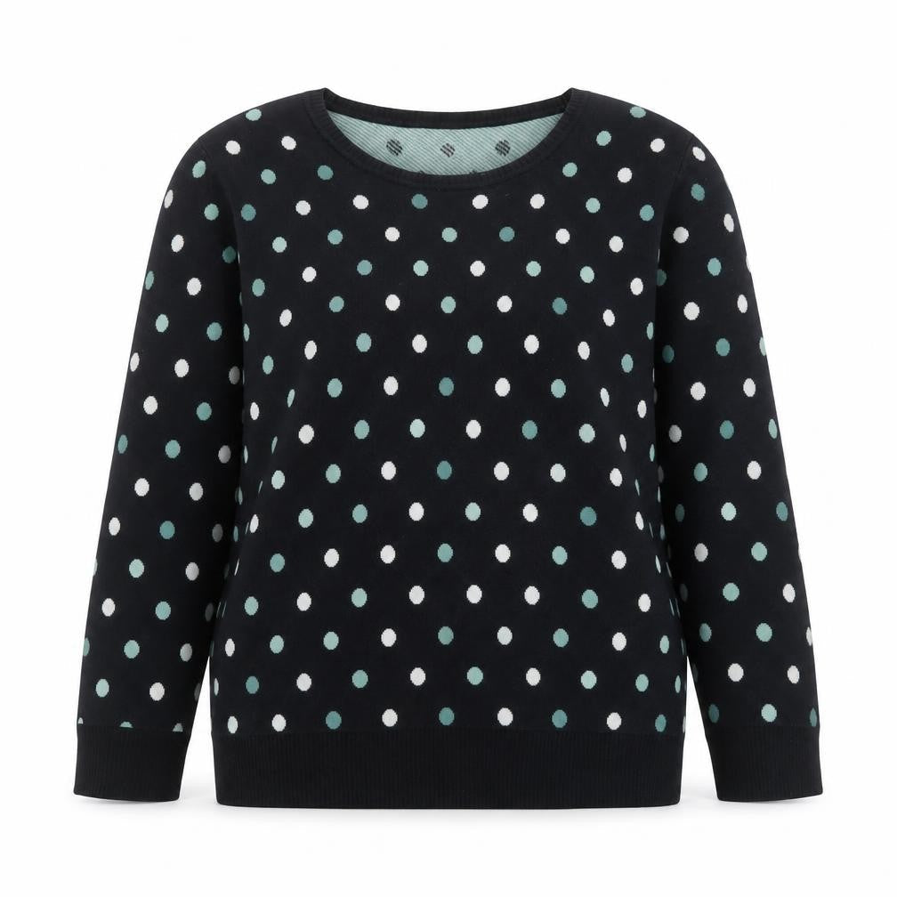 Cotswold Collections Women's Black Polka Dot Cotton Jumper M