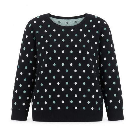 Cotswold Collections Women's Black Polka Dot Cotton Jumper M
