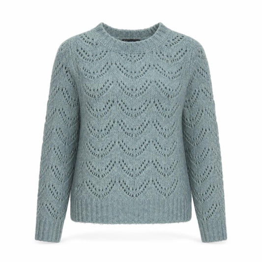 Pieces Women’s Green Open-Knit Crew Neck Pullover Jumper XS