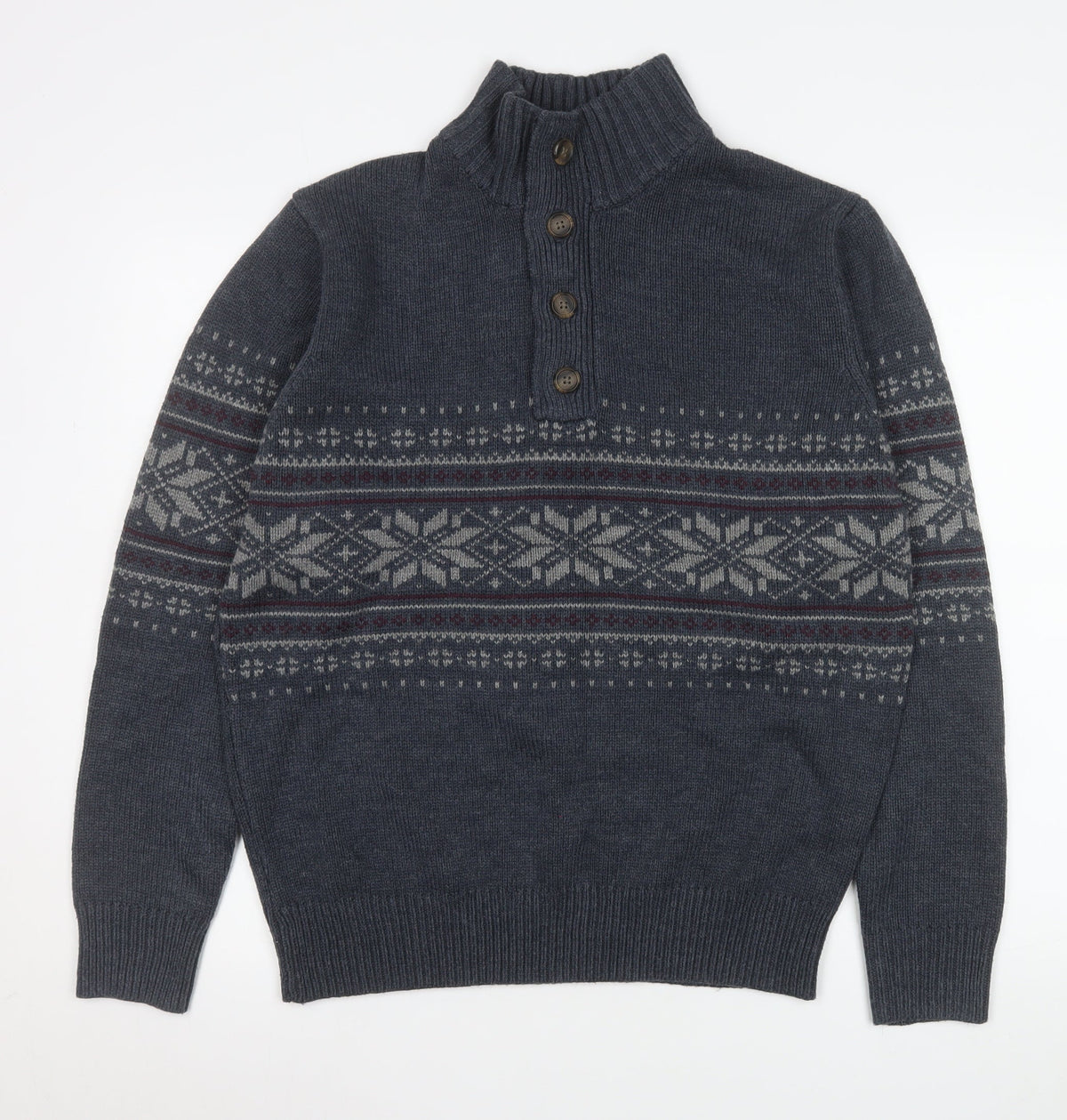Mens UK Size M George Blue Henley Sweatshirt