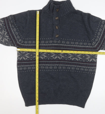 Mens UK Size M George Blue Henley Sweatshirt