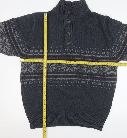 Mens UK Size M George Blue Henley Sweatshirt