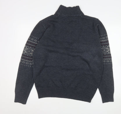 Mens UK Size M George Blue Henley Sweatshirt