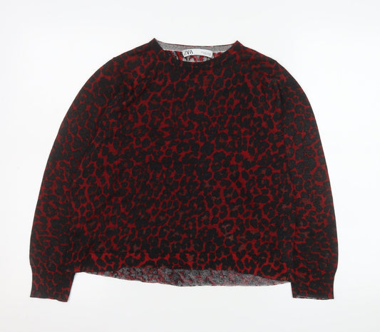 Womens UK Size S Zara Red Tunic Blouse