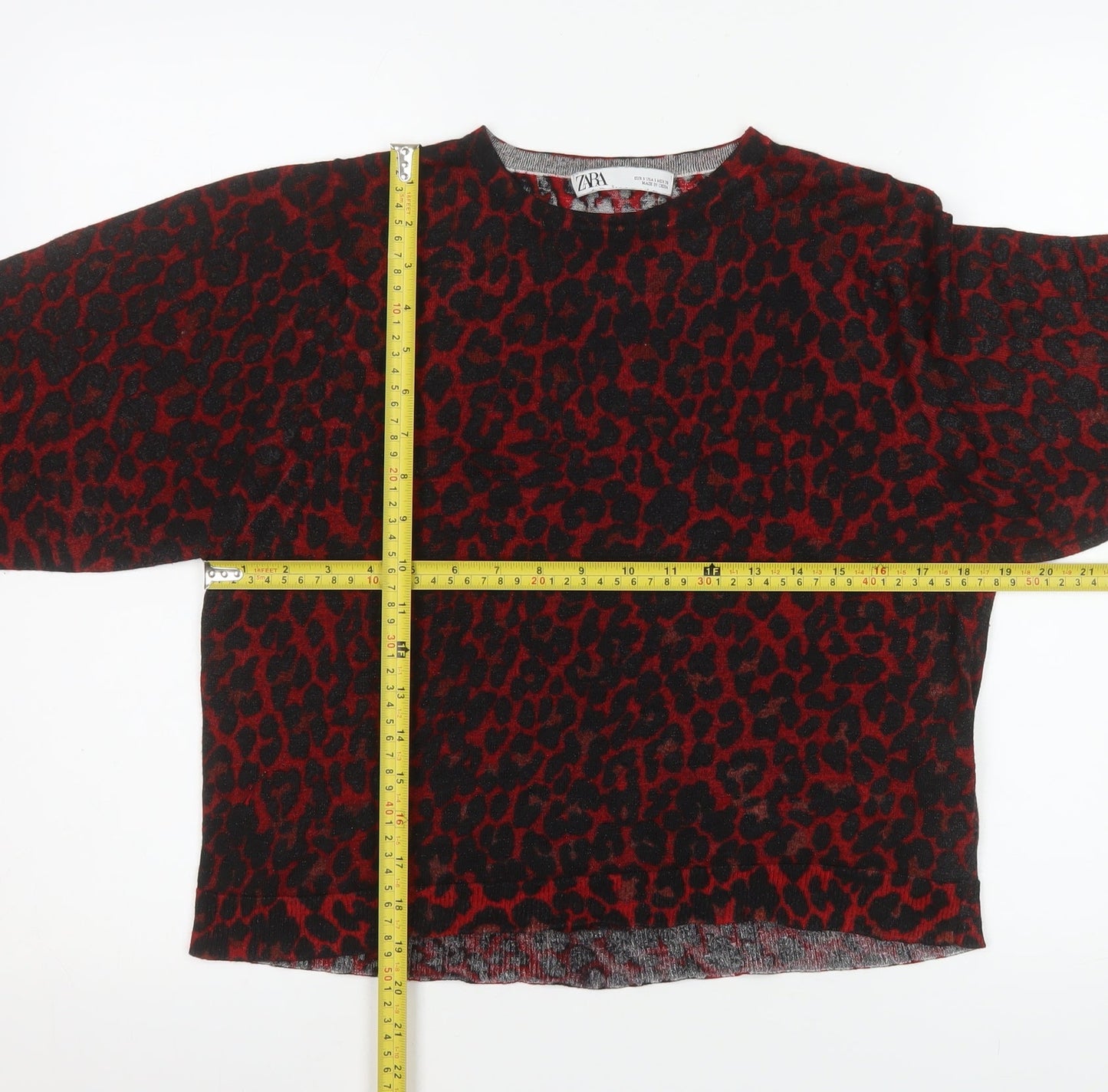 Womens UK Size S Zara Red Tunic Blouse