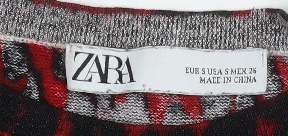 Womens UK Size S Zara Red Tunic Blouse