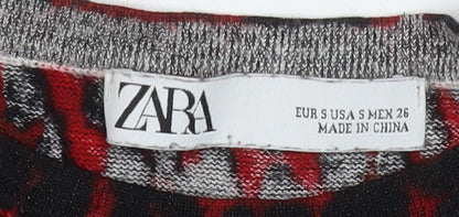 Womens UK Size S Zara Red Tunic Blouse