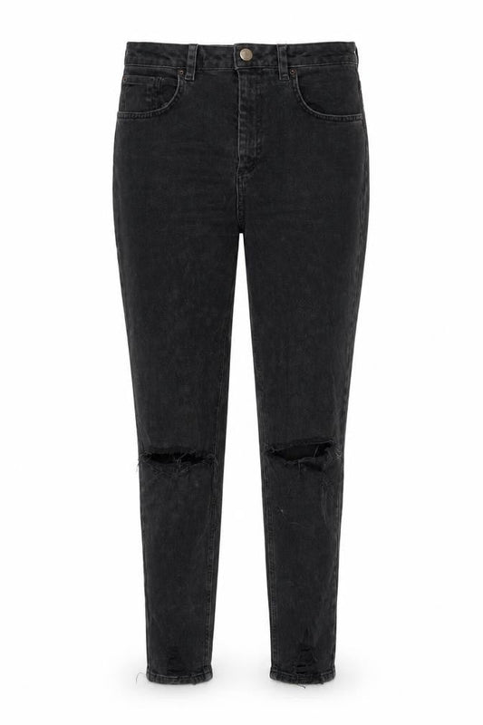 Front view of ASOS Women’s Black High Rise Skinny Distressed Jeans, size UK 10