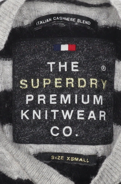 Womens UK Size XS Superdry Grey Jersey Blouse