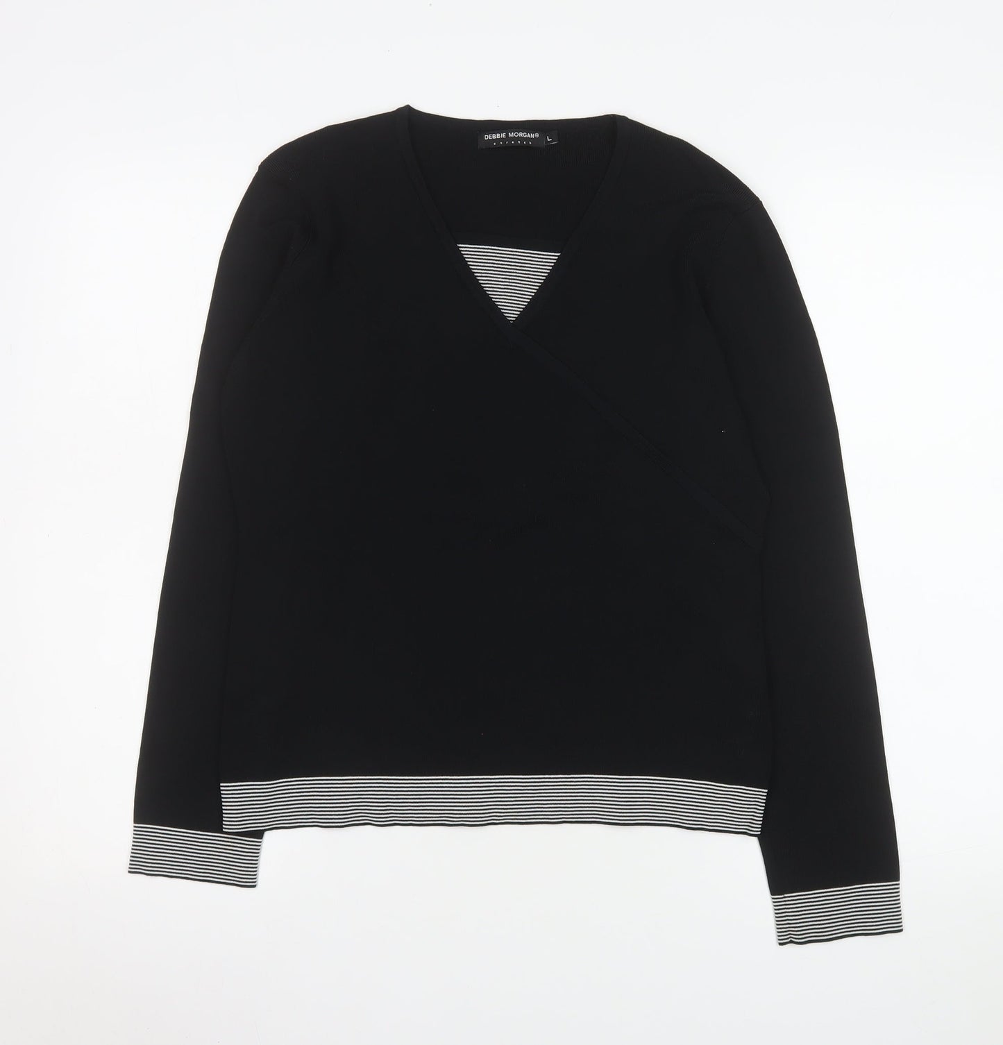 Womens UK Size L Debbie Morgan Black Wrap Blouse