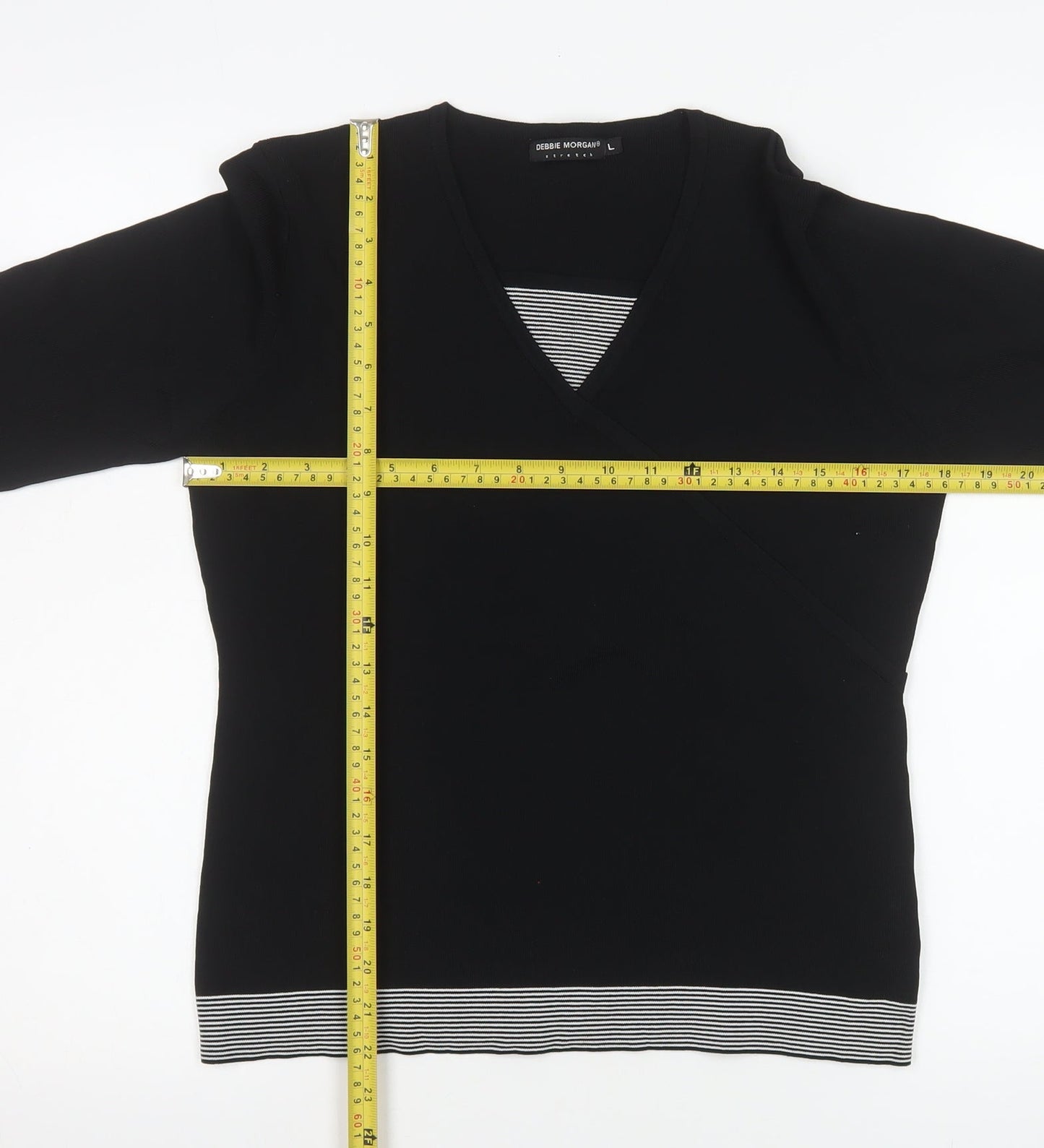 Womens UK Size L Debbie Morgan Black Wrap Blouse