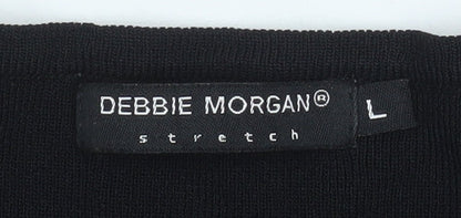Womens UK Size L Debbie Morgan Black Wrap Blouse