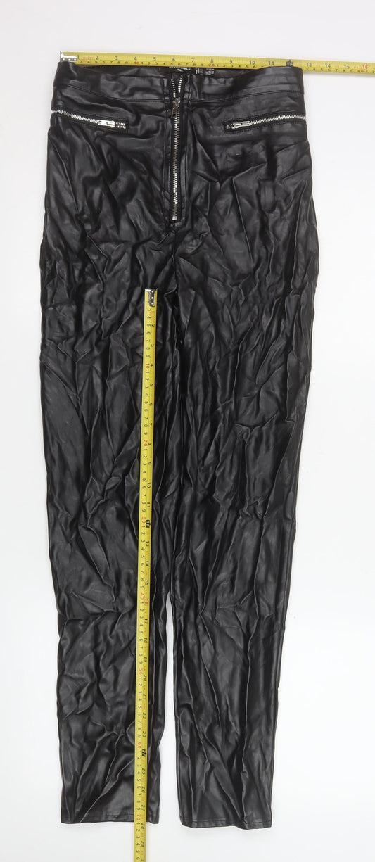 Womens UK Size 10 Missguided Slim Fit Leggings Black Trousers