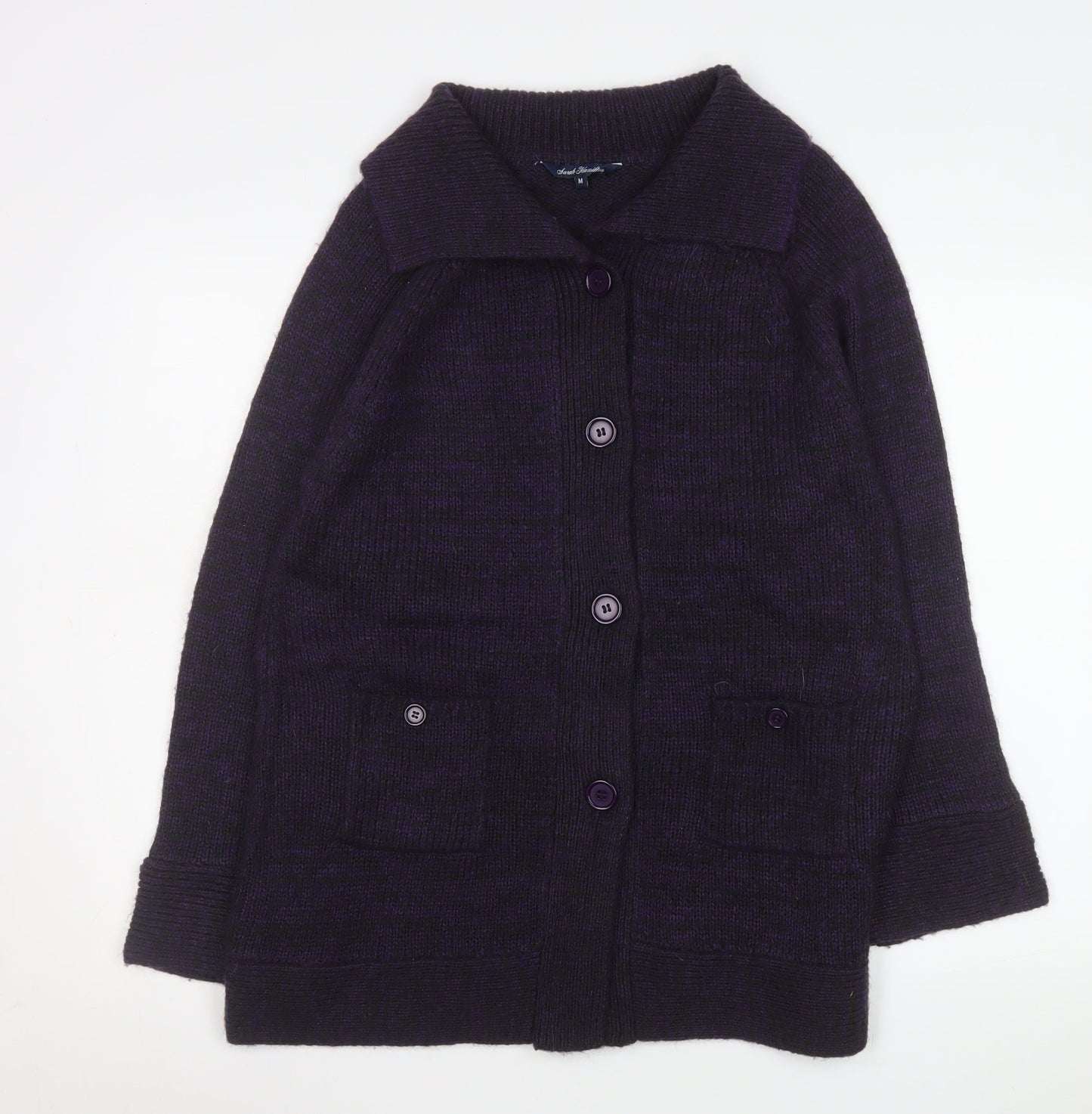 Womens UK Size M Sarah Hamilton Purple Cardigan Jumper