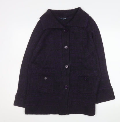 Womens UK Size M Sarah Hamilton Purple Cardigan Jumper
