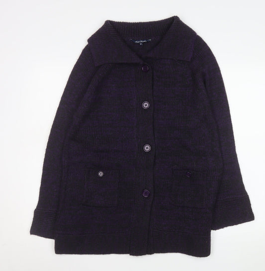 Womens UK Size M Sarah Hamilton Purple Cardigan Jumper