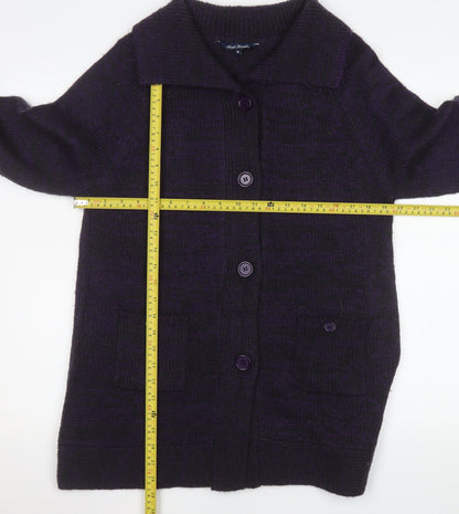 Womens UK Size M Sarah Hamilton Purple Cardigan Jumper