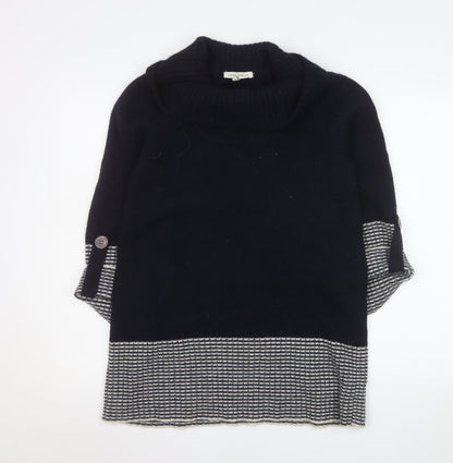 Laura Ashley Women's Navy Roll Neck Wool Blend Jumper Size 12