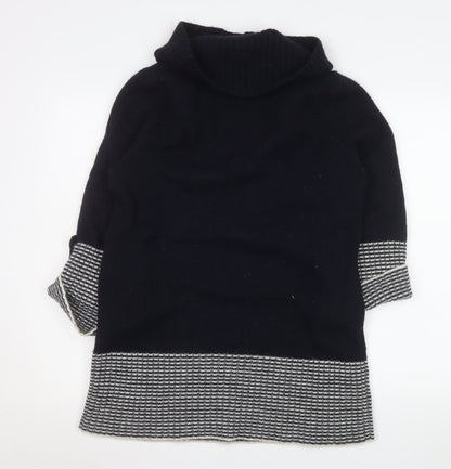 Laura Ashley Women's Navy Roll Neck Wool Blend Jumper Size 12