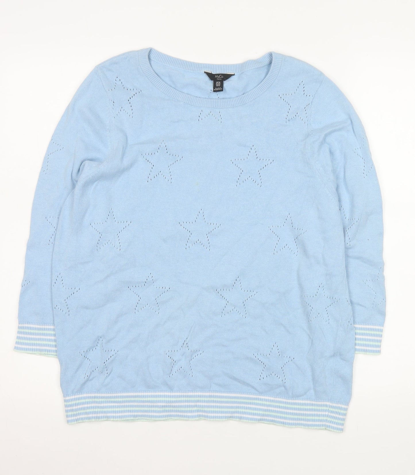 Womens UK Size 16 M&Co Blue Pullover Sweatshirt